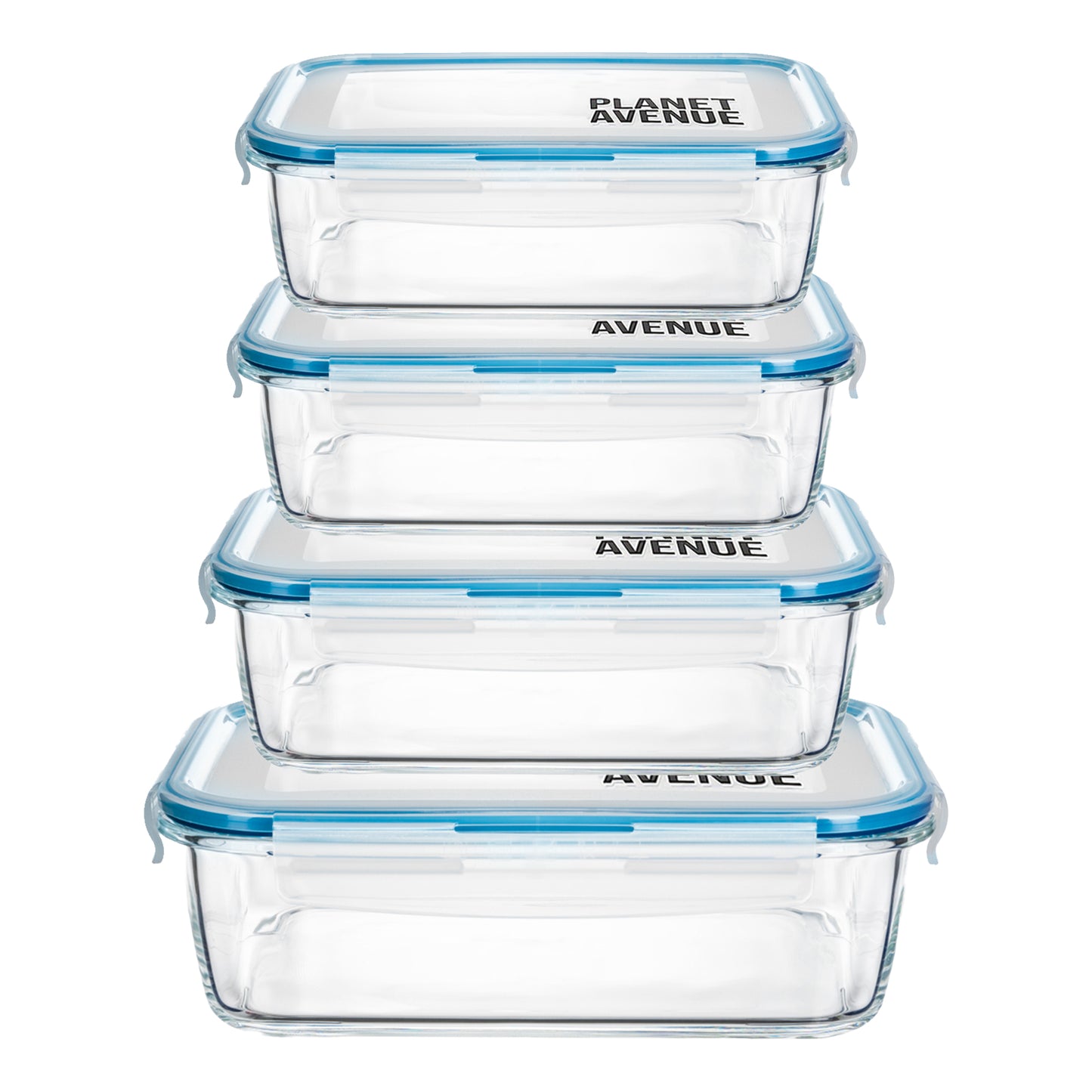 Glass Food Storage Containers with Lids, Glass Meal Prep Containers, PLANET AVENUE, 8-Package, Freezer Microwave Dishwasher Safe