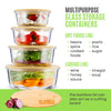 Glass Containers with Bamboo Lids, Meal-Prep Food Storage Containers of Varying Sizes, Non-Plastic Food Storage, Microwave, Dishwasher, & Freezer Safe, Round, 4 Pieces by Planet Avenue