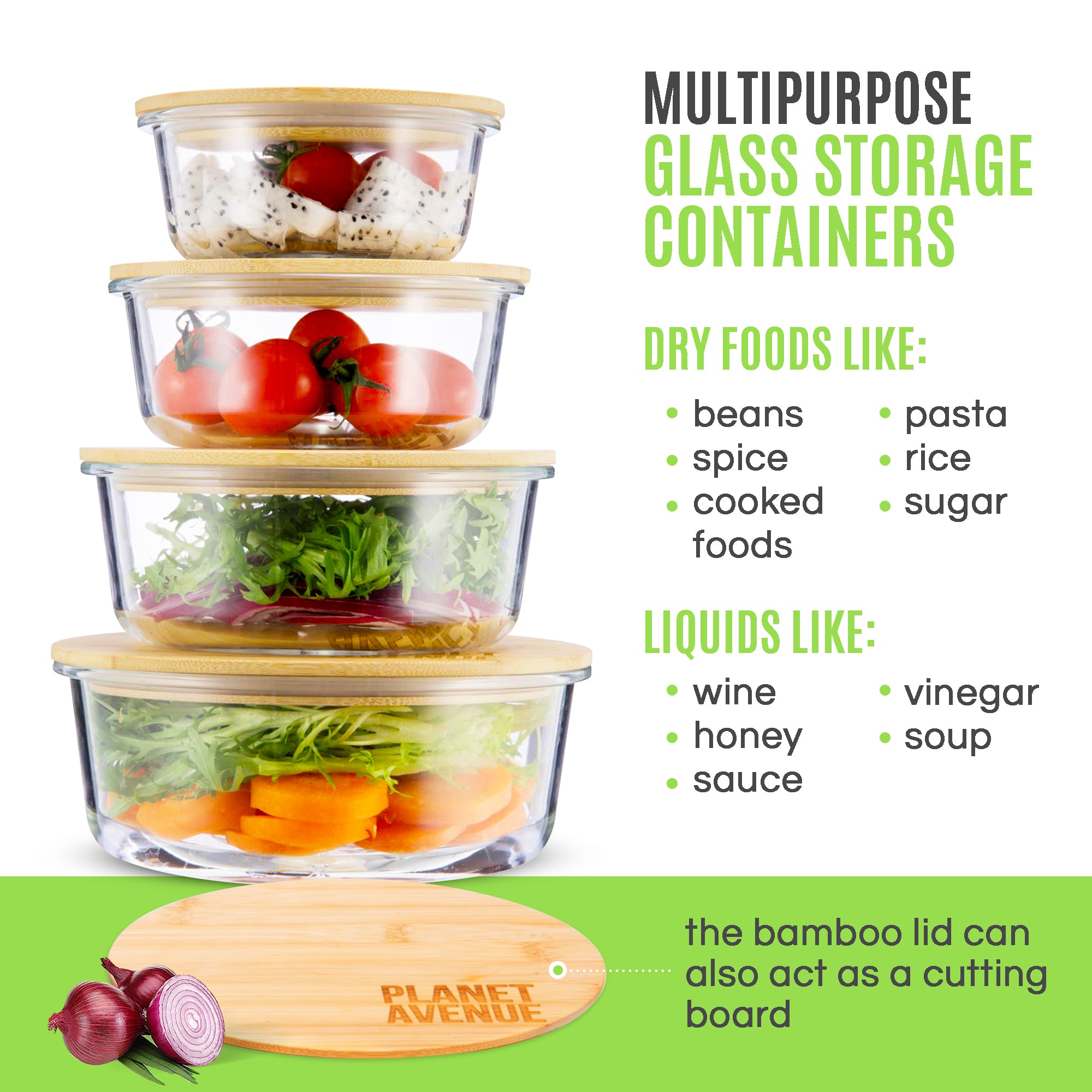 Glass Food Storage Containers with Bamboo Lids (4 Pack, 36 Ounce) Eco  Friendly Meal Prep Containers Airtight – Plastic Free, BPA Free